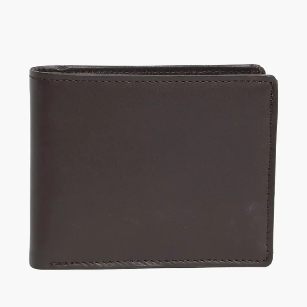 Slate & Stone Smooth Premium Leather Bifold Wallet Dark Brown NEW